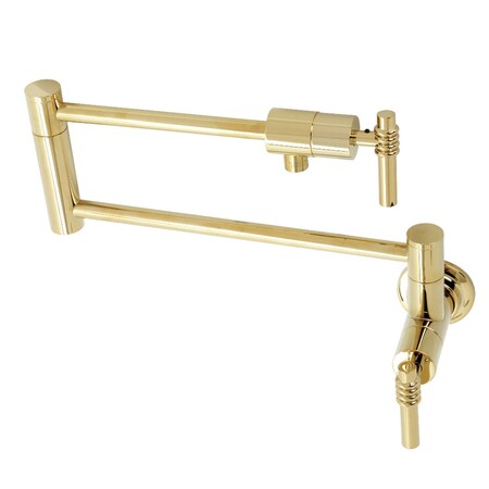 Kingston Brass KS4102ML Milano Wall Mount Pot Filler, Polished Brass KS4102ML